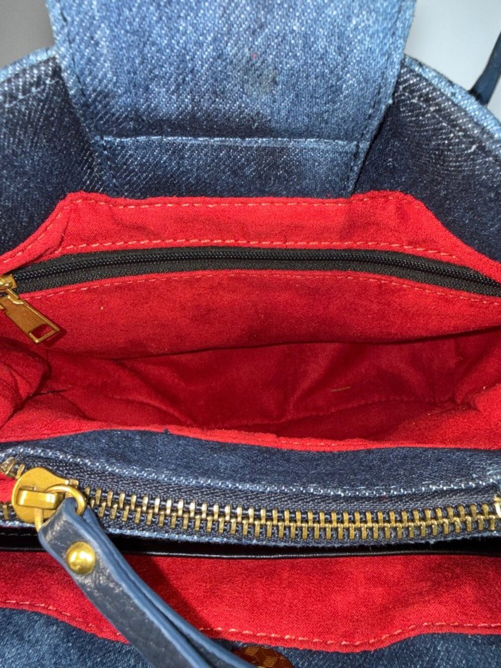 Sharif Legacy Denim and Snake Embossed Top Handle Crossbody - SAMPLE Bag - Picture 12 of 14